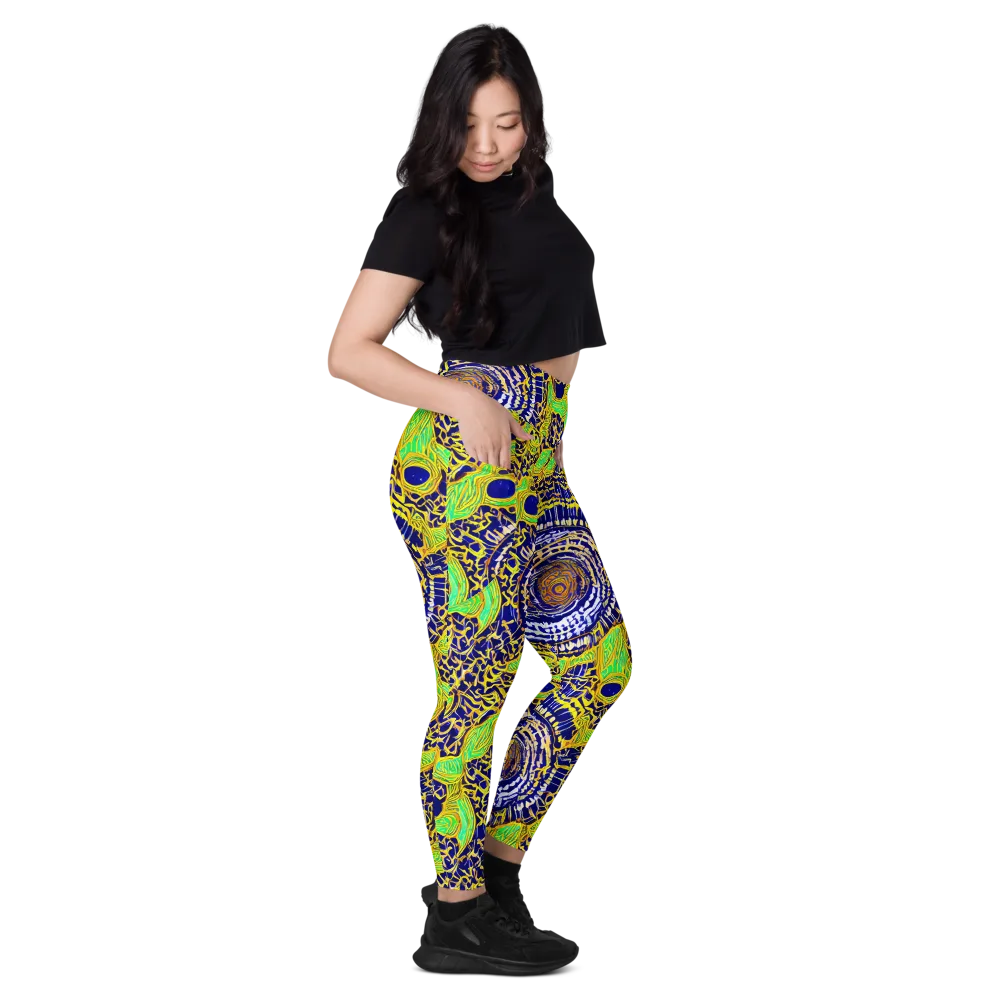 Cobalt Plumage on Leggings with Pockets — Right