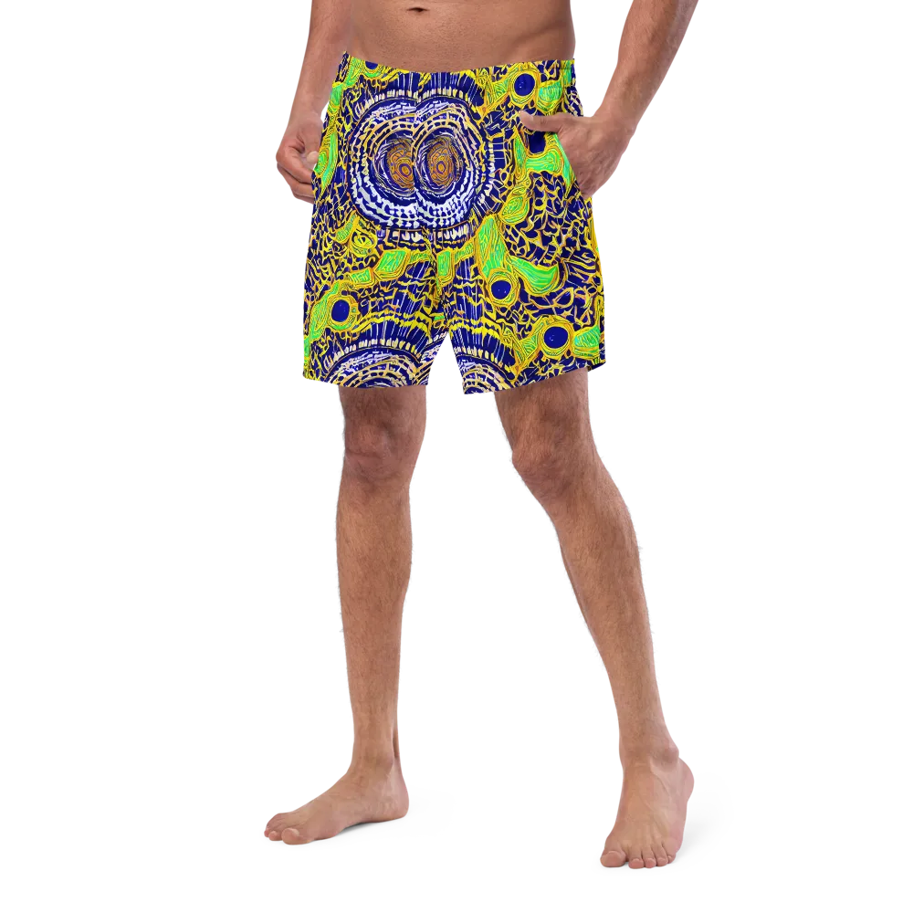 Cobalt Plumage on Swim Trunks — Left Front