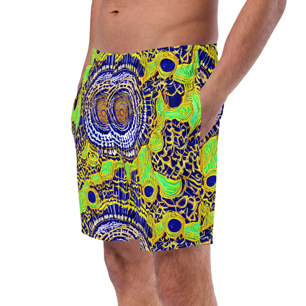 Cobalt Plumage on Swim Trunks — Left Front