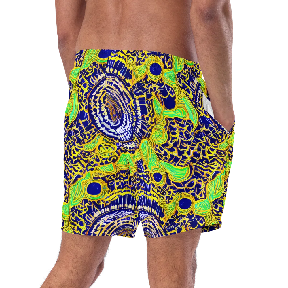 Cobalt Plumage on Swim Trunks — Right Back