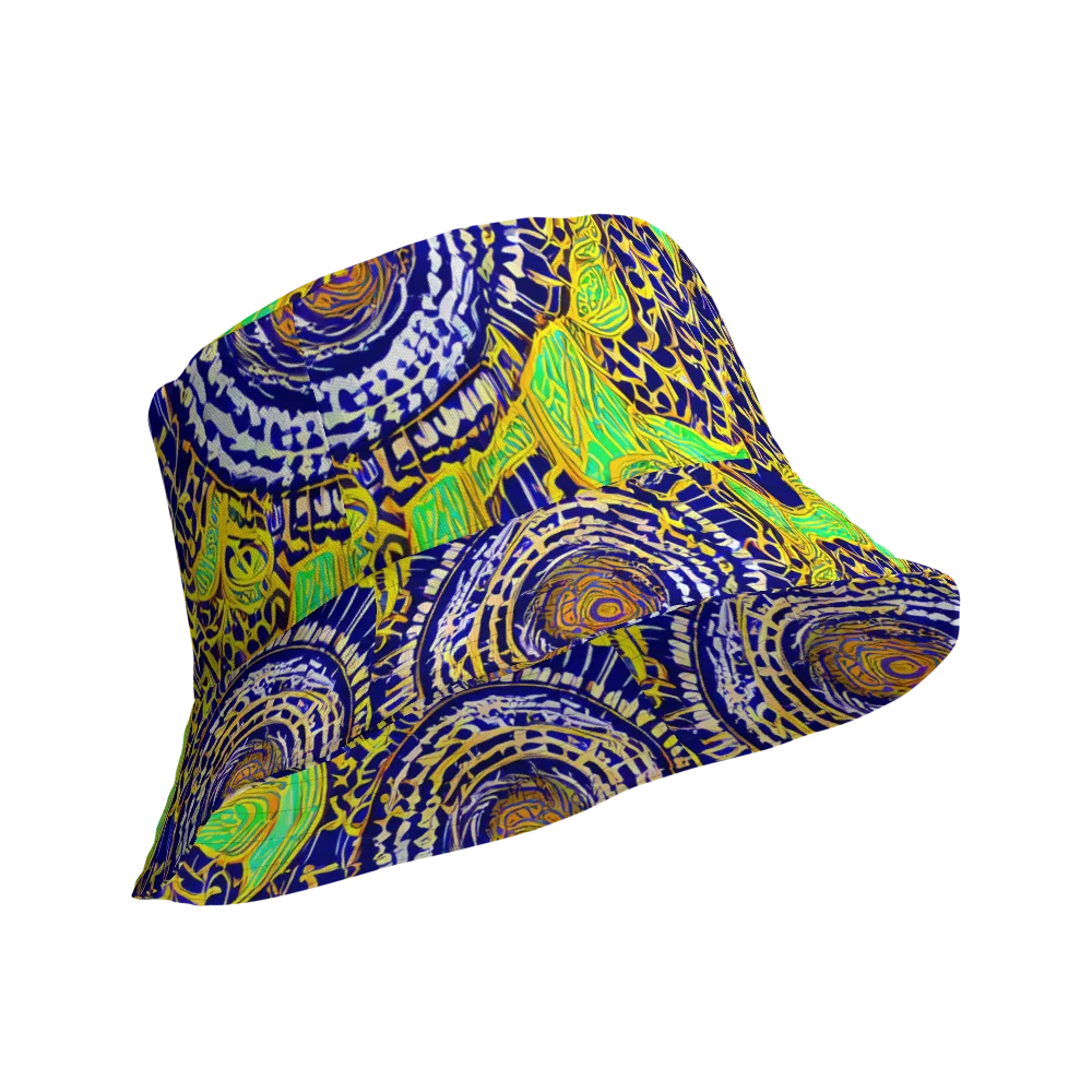Cobalt Plumage on Reversible Bucket Hat — Product details Outside