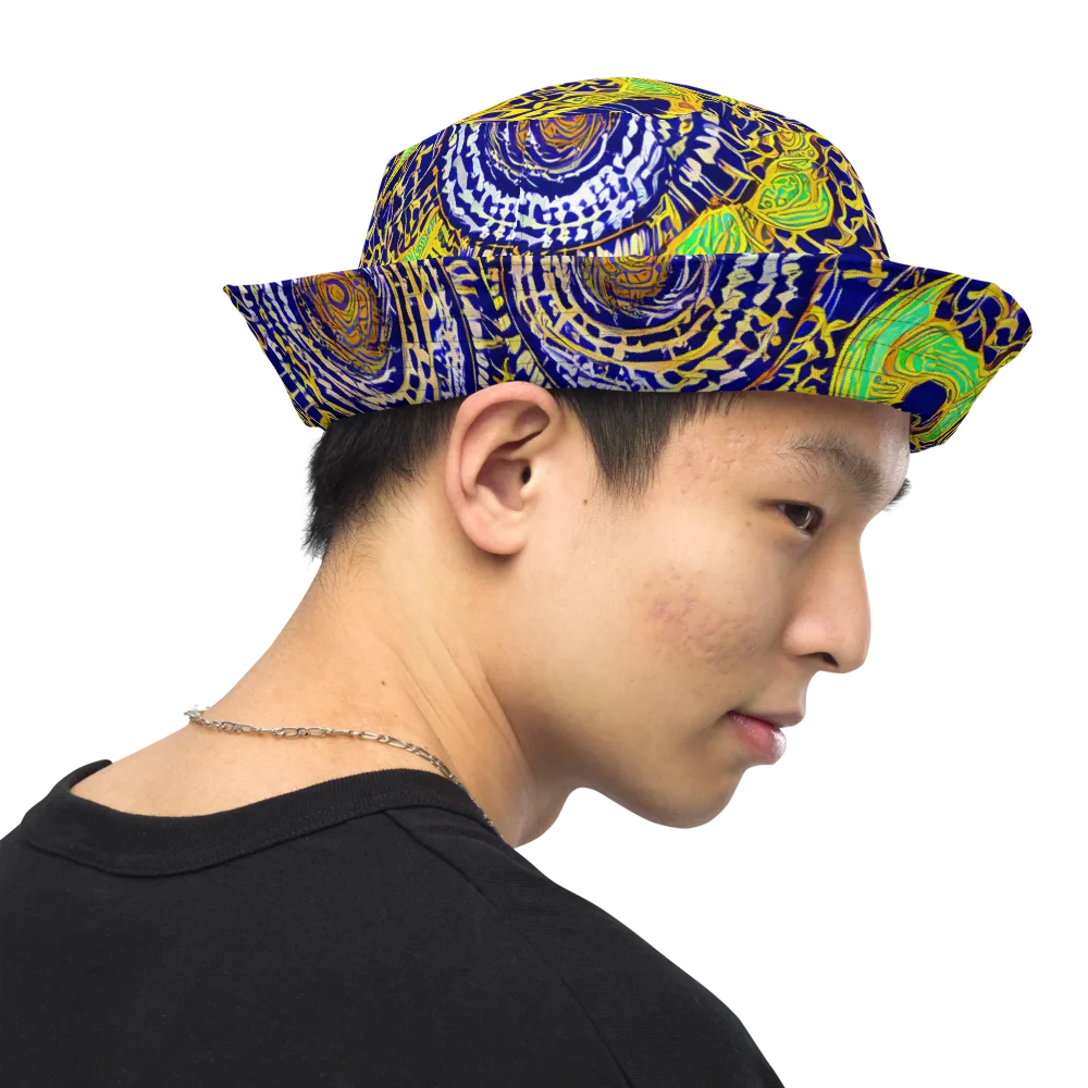 Cobalt Plumage on Reversible Bucket Hat — Right Outside