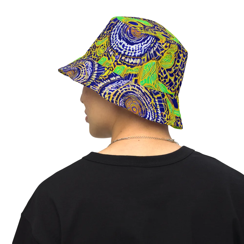 Cobalt Plumage on Reversible Bucket Hat — Back Inside