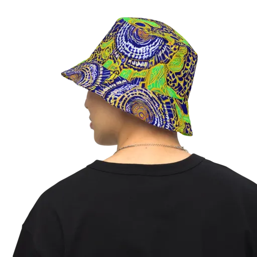 Cobalt Plumage on a Reversible Bucket Hat
