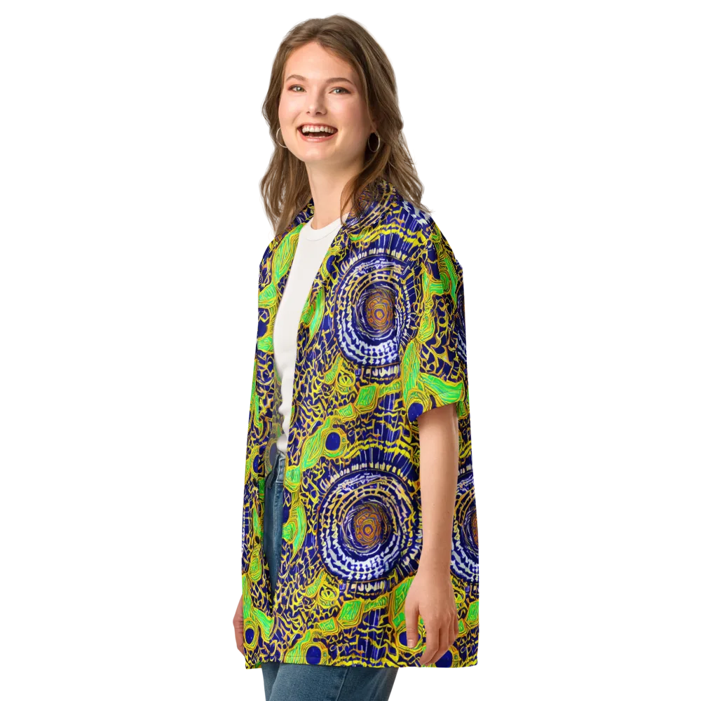 Cobalt Plumage on Button Shirt — Left Front