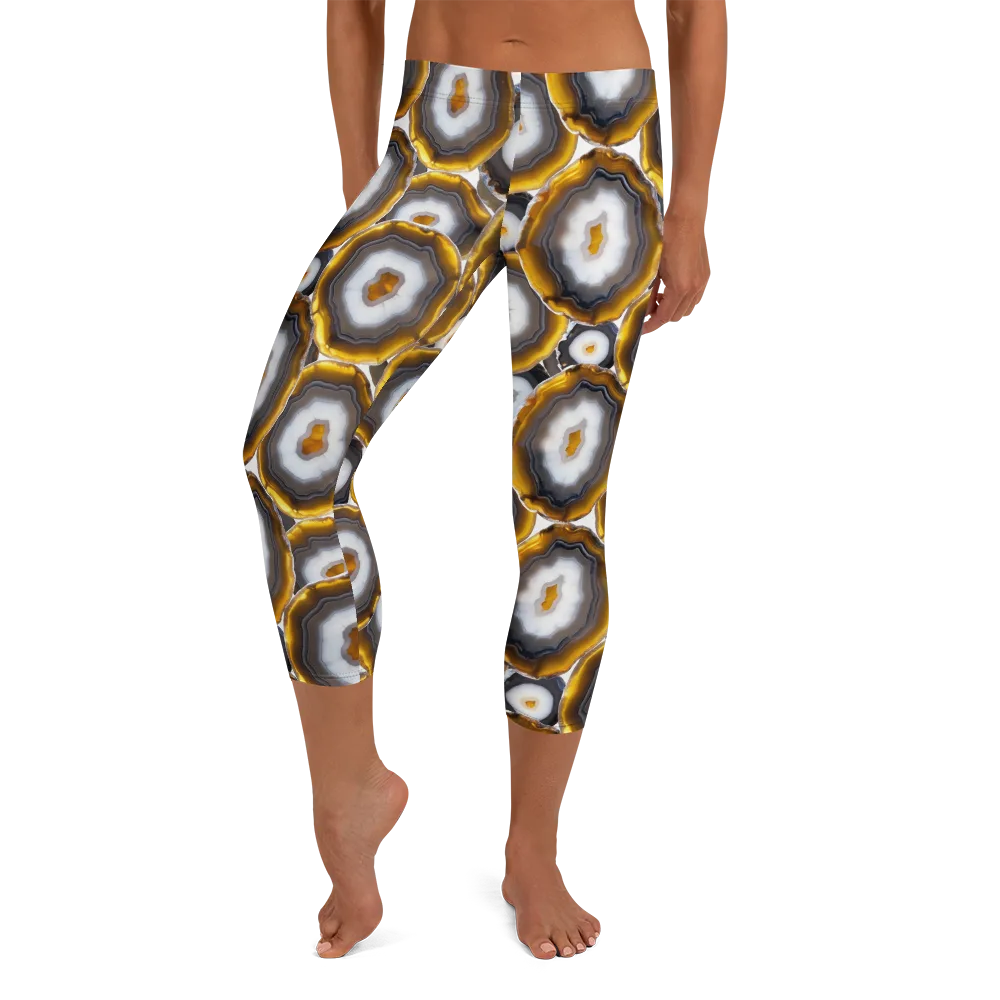 Sunlit Strata on Capri Leggings — Front