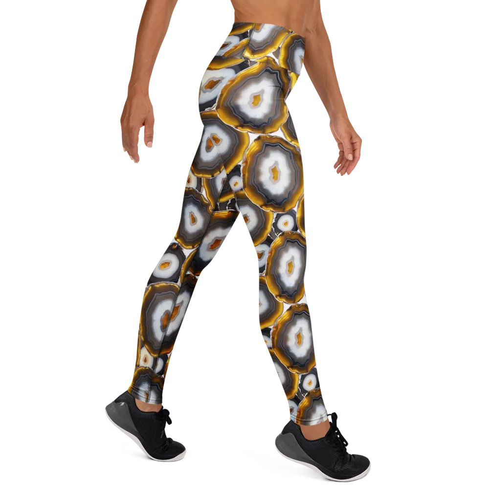 Sunlit Strata on Yoga Leggings — Right