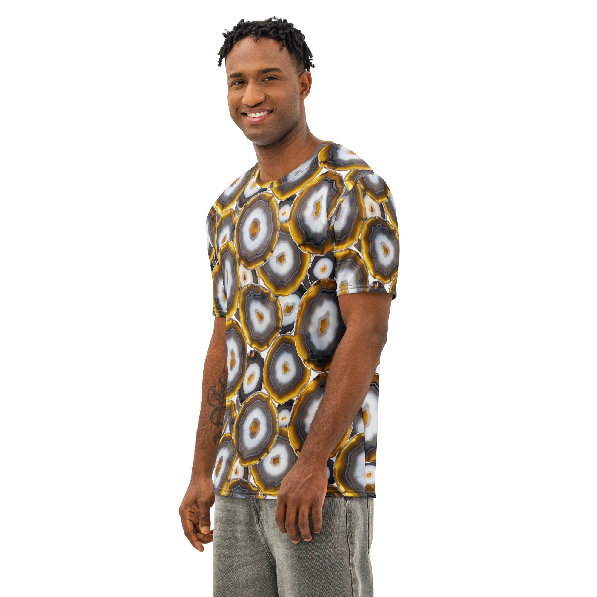 Sunlit Strata on Men's Cotton Crew Neck T-Shirt — Left Front