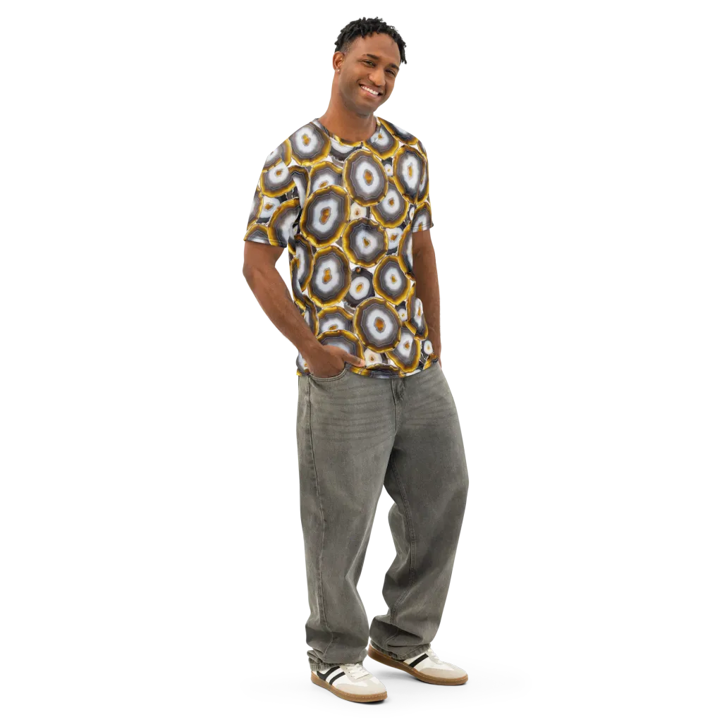 Sunlit Strata on Men's Cotton Crew Neck T-Shirt — Right Front