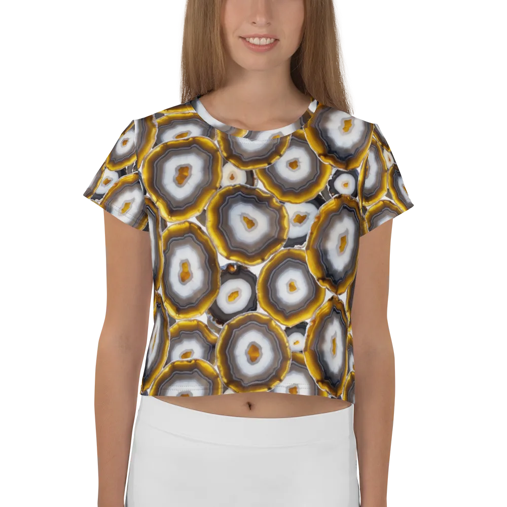 Sunlit Strata on Crop Tee — Front