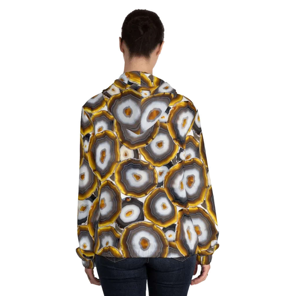 Sunlit Strata on Women's Full-Zip Hoodie — Back On Person