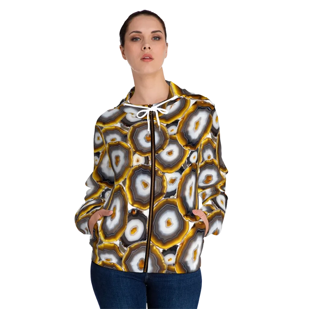 Sunlit Strata on Women's Full-Zip Hoodie — Front On Person