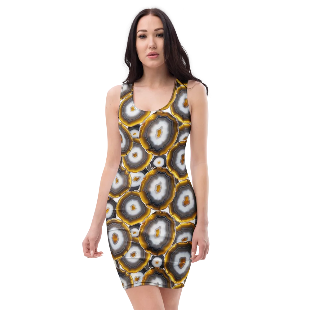 Sunlit Strata on Bodycon Dress — Front