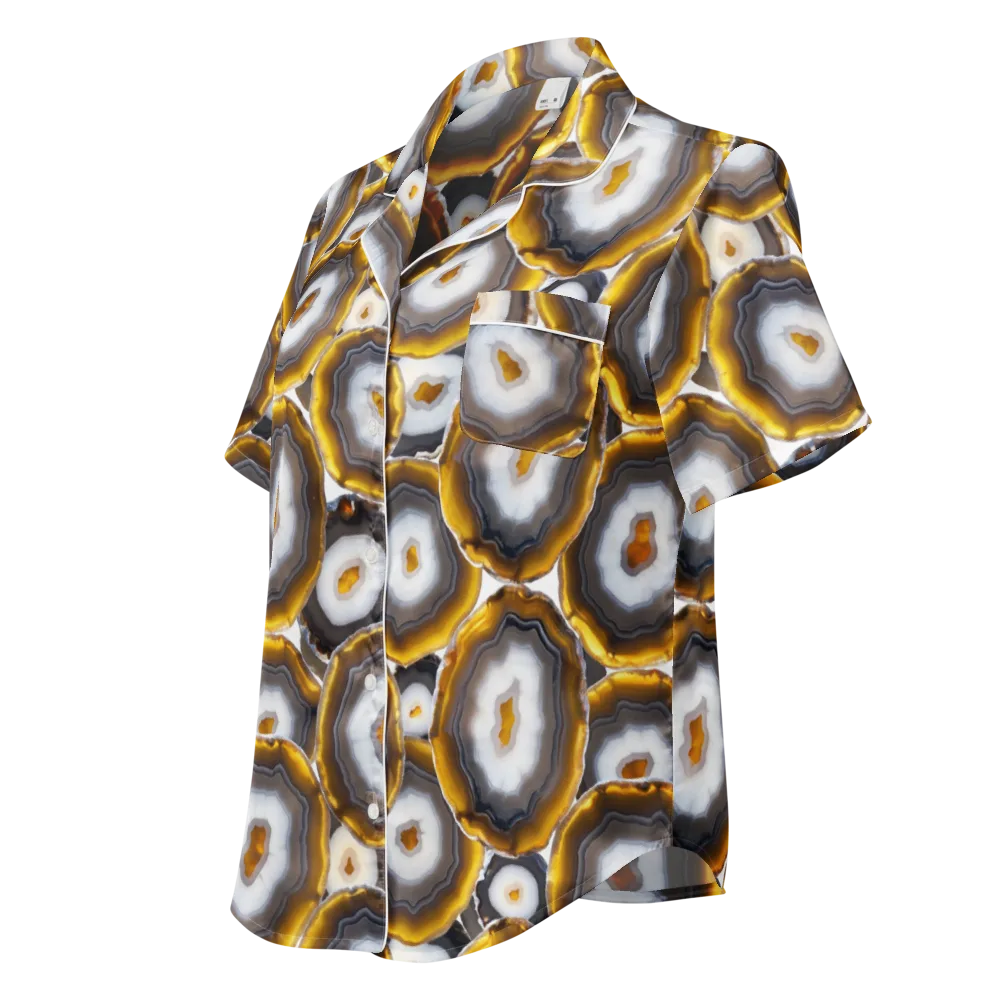 Sunlit Strata on Women's Short Sleeve Pajama Top — Left Front