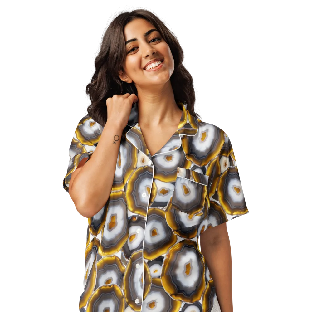 Sunlit Strata on Women's Short Sleeve Pajama Top — Front