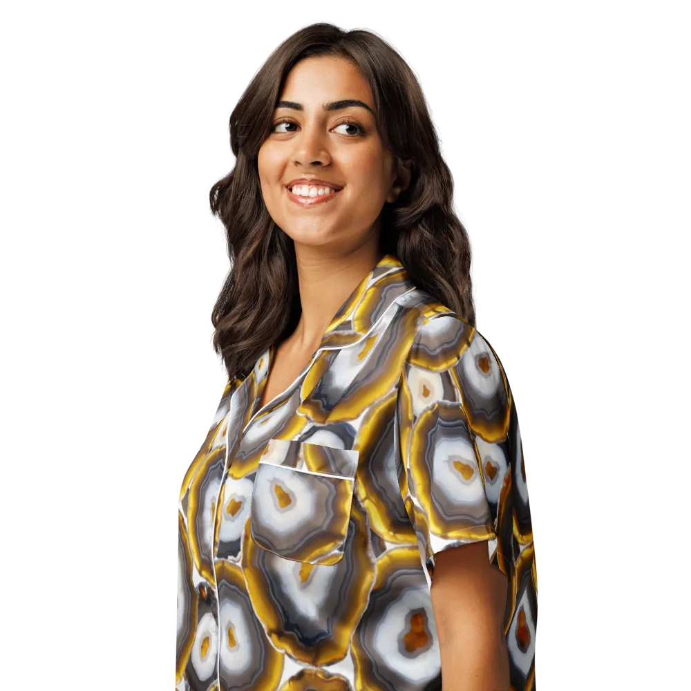Sunlit Strata on Women's Short Sleeve Pajama Top — Left Front