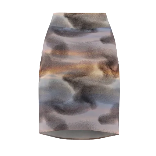 Embercloud Drift on a Pencil Skirt