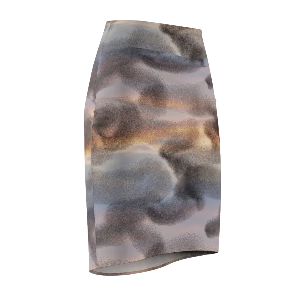 Embercloud Drift on Pencil Skirt — Front Side