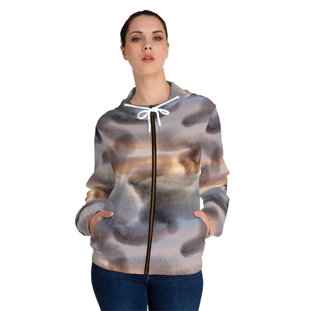 Embercloud Drift on Women's Full-Zip Hoodie — Front On Person