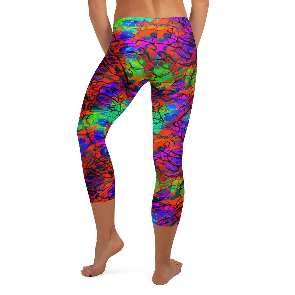 Fluorescent Reverie on Capri Leggings — Back