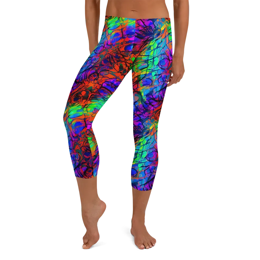 Fluorescent Reverie on Capri Leggings — Front