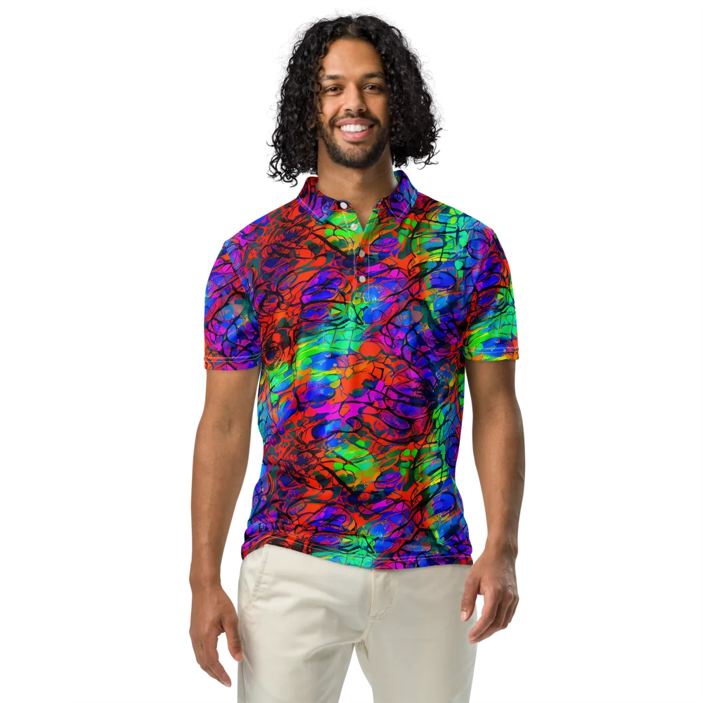 Fluorescent Reverie on Men's Slim Fit Polo Shirt — Front