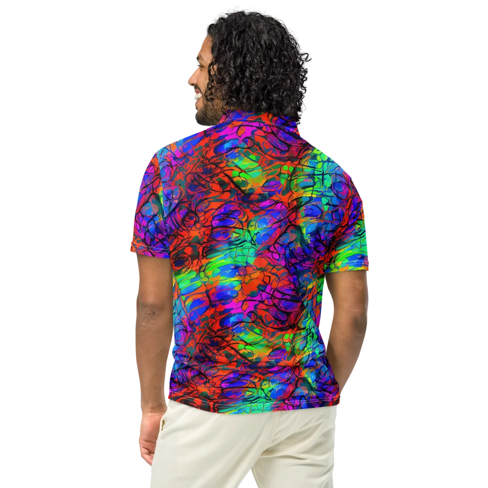Fluorescent Reverie on Men's Slim Fit Polo Shirt — Back