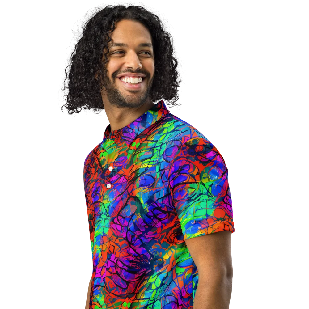Fluorescent Reverie on Men's Slim Fit Polo Shirt — Left Front