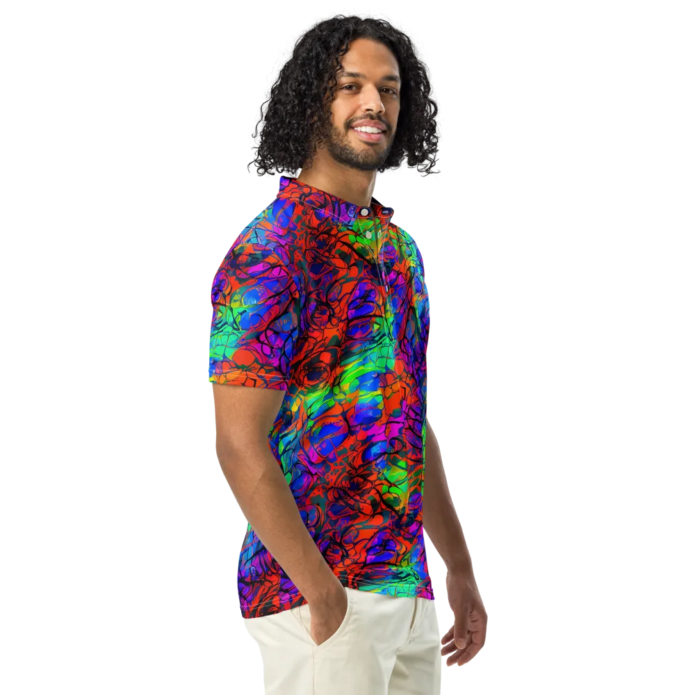 Fluorescent Reverie on Men's Slim Fit Polo Shirt — Right Front