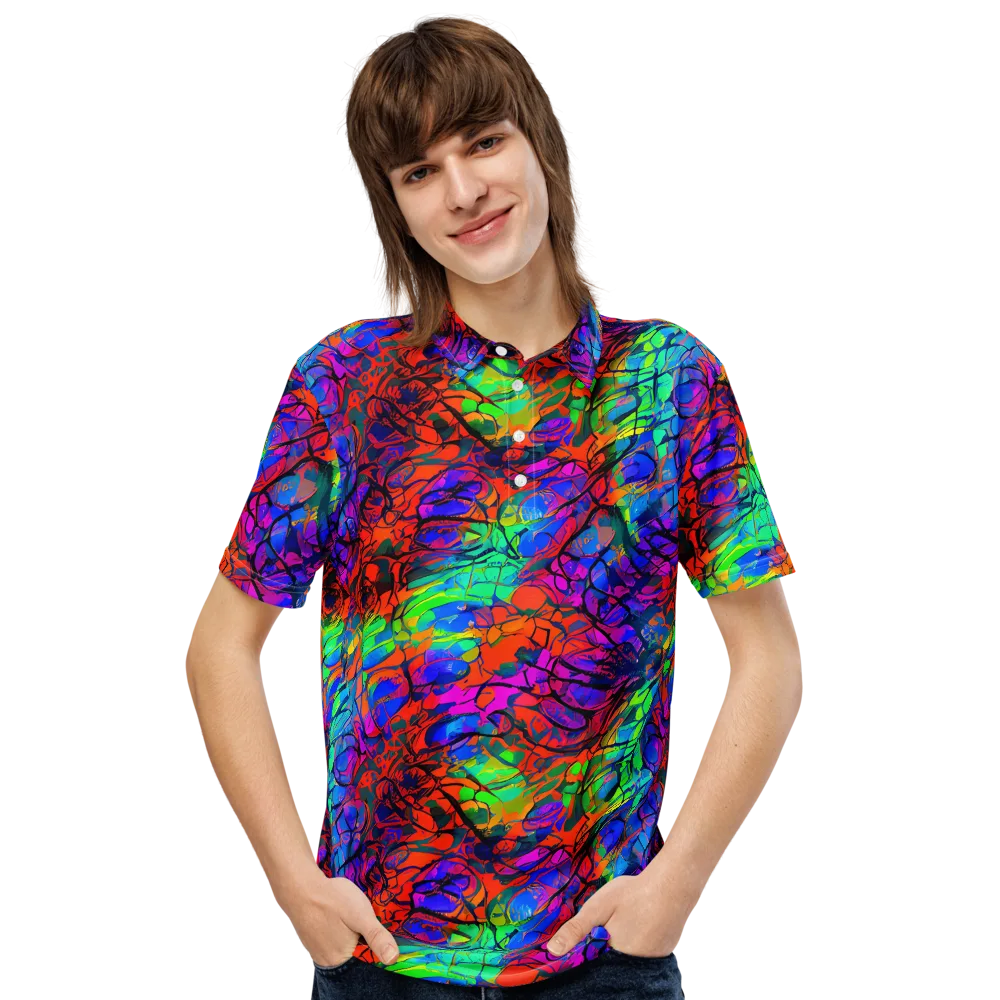 Fluorescent Reverie on Men's Slim Fit Polo Shirt — Front