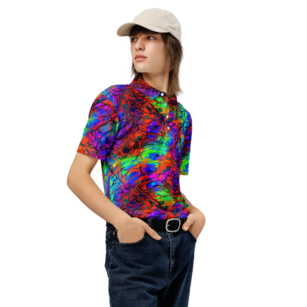 Fluorescent Reverie on Men's Slim Fit Polo Shirt — Right Front