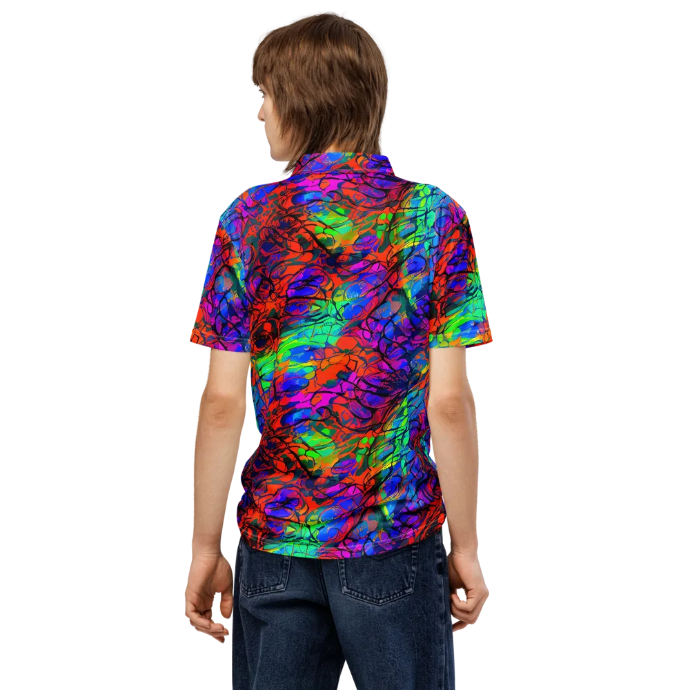 Fluorescent Reverie on Men's Slim Fit Polo Shirt — Back