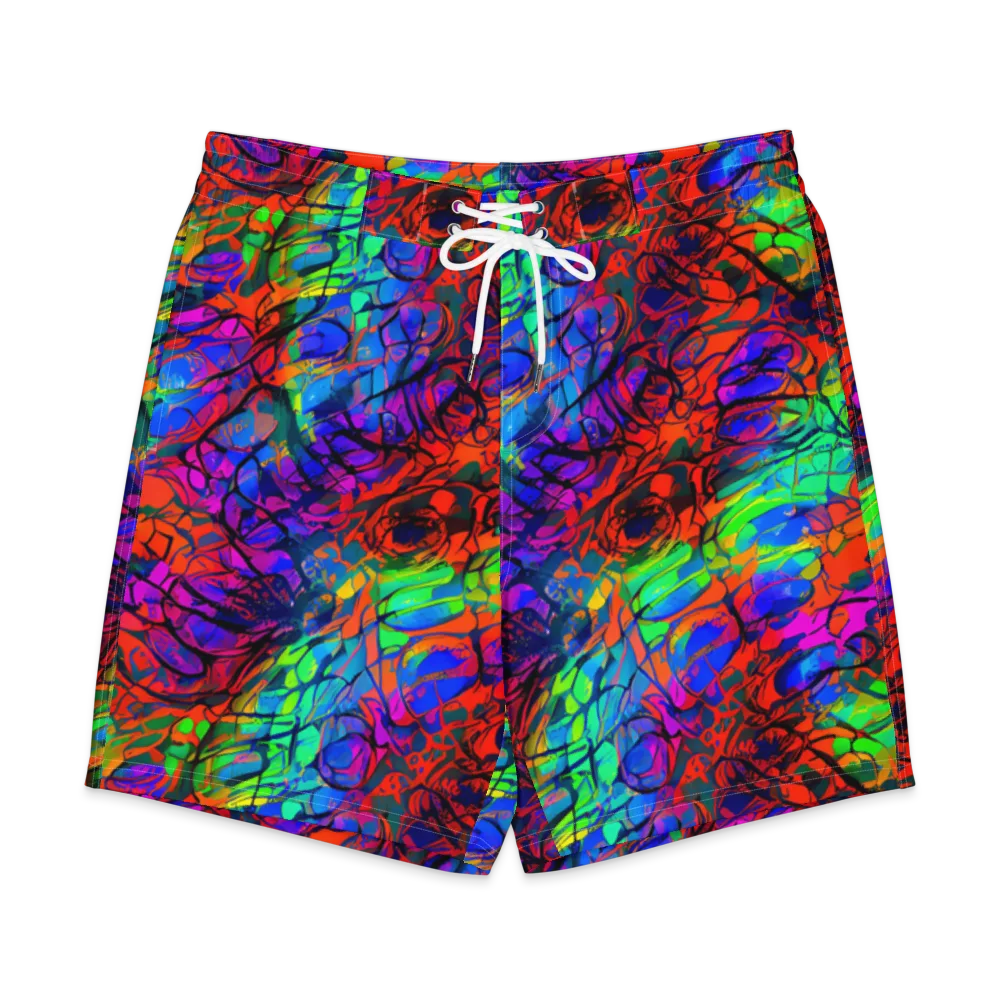 Fluorescent Reverie on Men's Board Shorts — Front