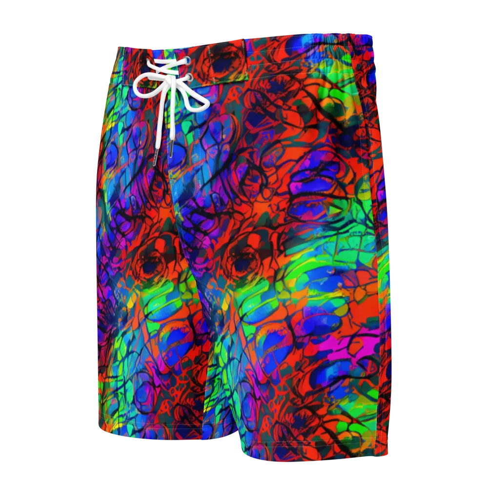 Fluorescent Reverie on Men's Board Shorts — Front