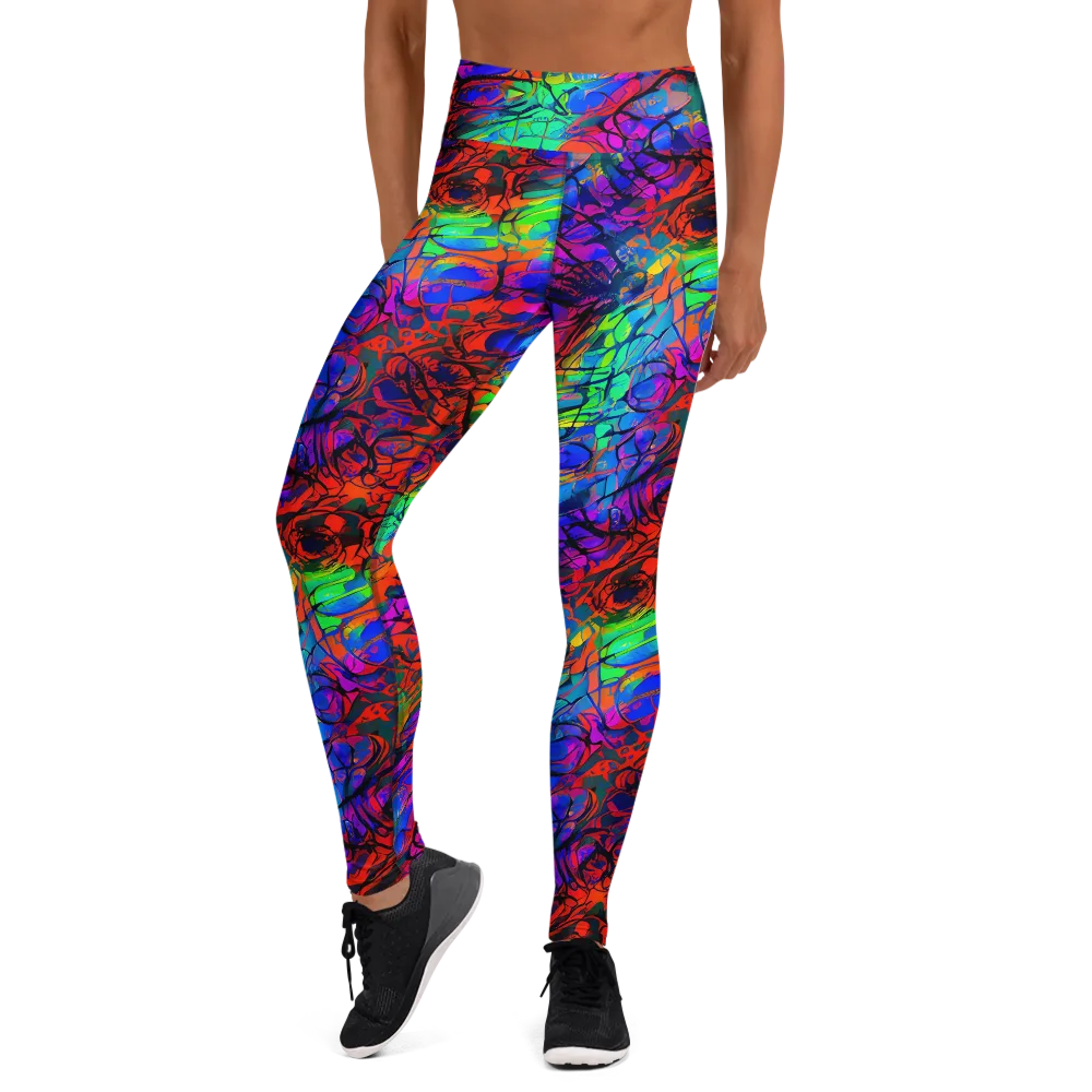 Fluorescent Reverie on Yoga Leggings — Front