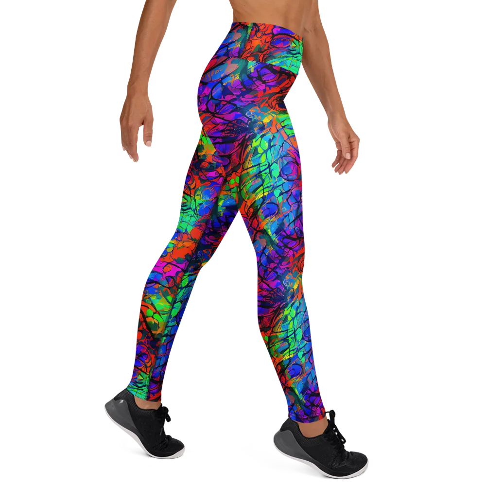 Fluorescent Reverie on Yoga Leggings — Right