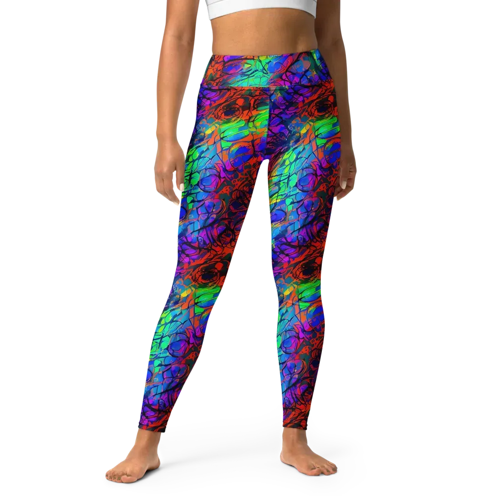 Fluorescent Reverie on Yoga Leggings — Front