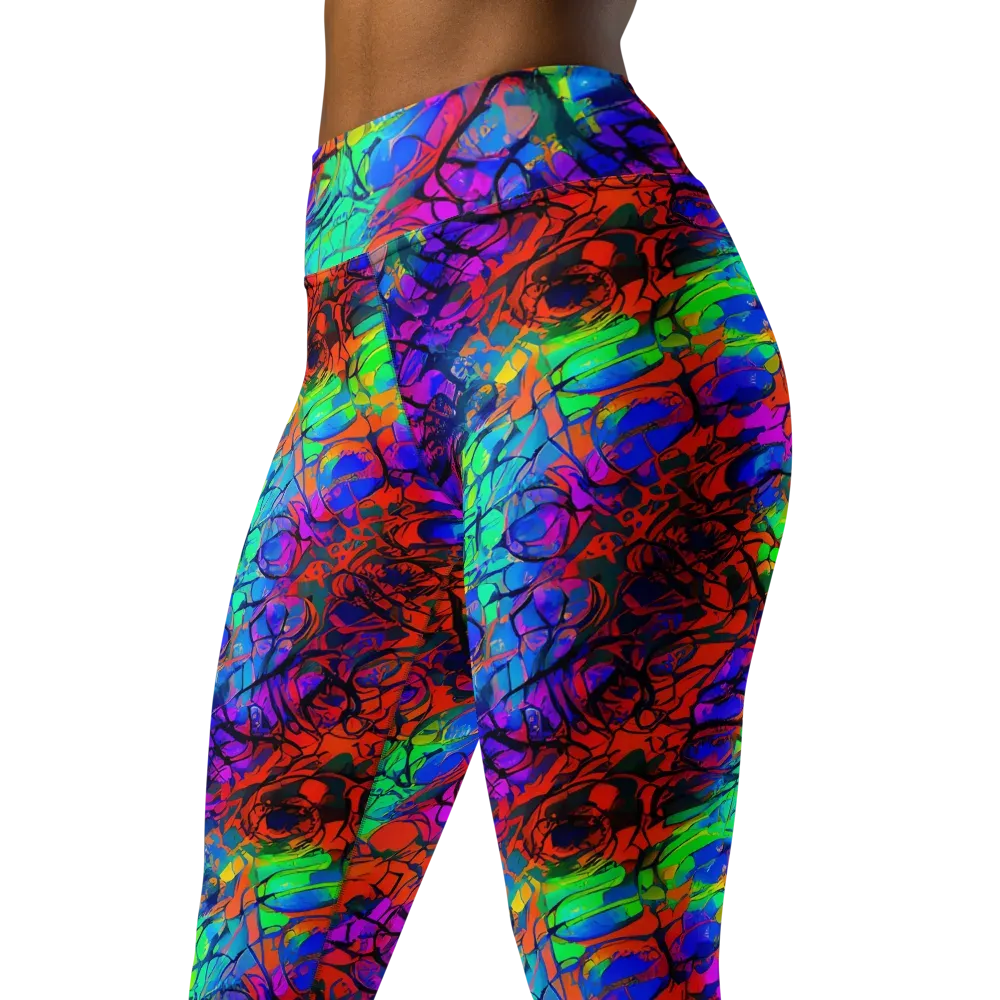 Fluorescent Reverie on Yoga Leggings — Left Front