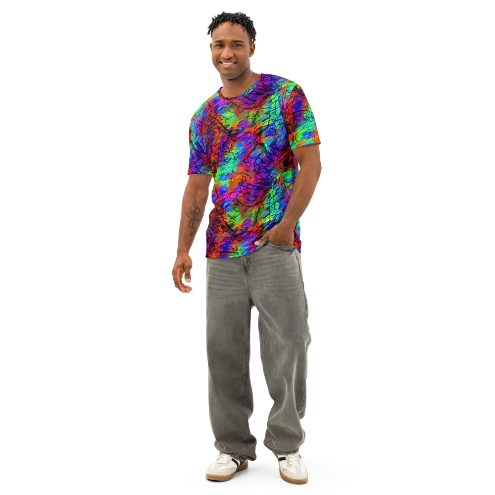Fluorescent Reverie on Men's Cotton Crew Neck T-Shirt — Front