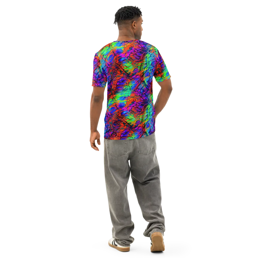Fluorescent Reverie on Men's Cotton Crew Neck T-Shirt — Back