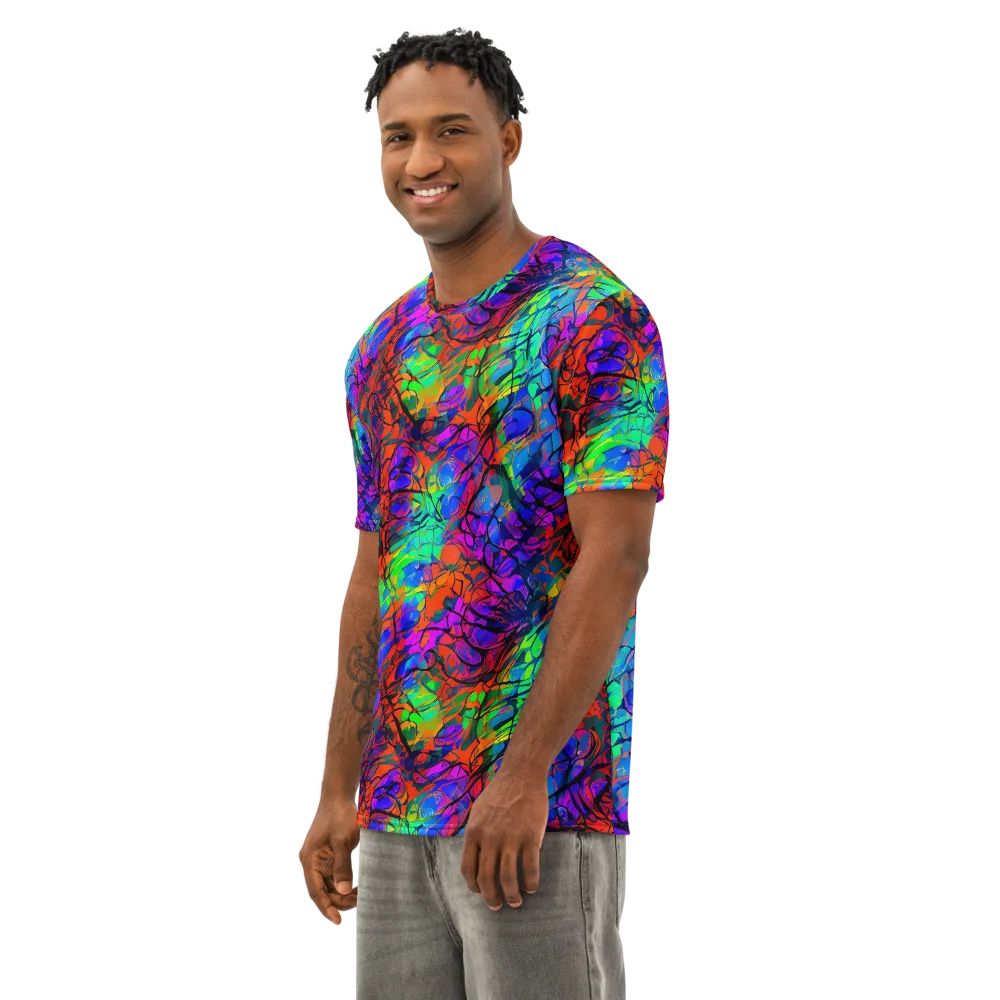 Fluorescent Reverie on Men's Cotton Crew Neck T-Shirt — Left Front
