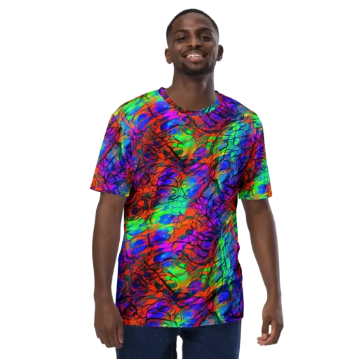 Fluorescent Reverie on a Men's Crew Neck T-Shirt