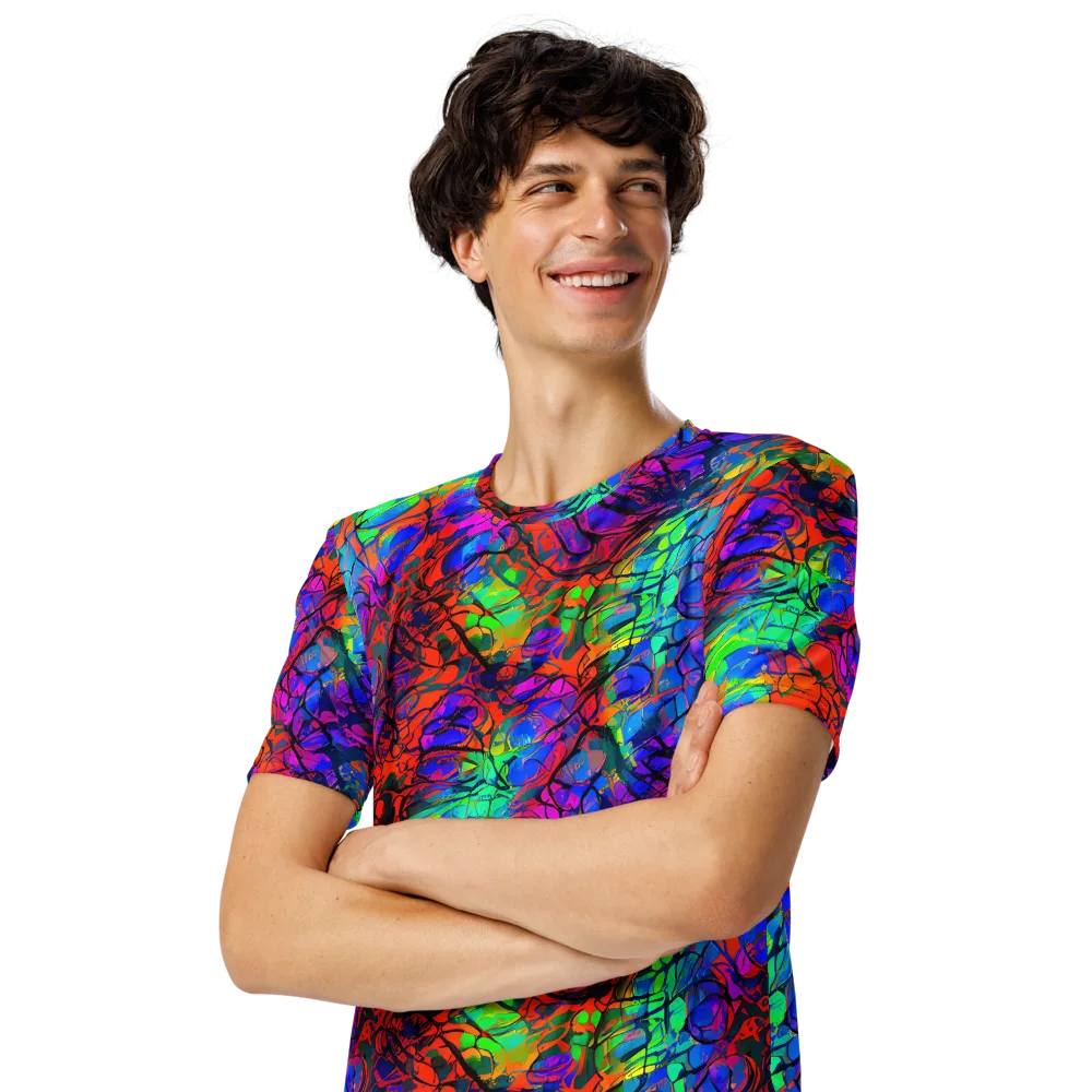 Fluorescent Reverie on Men's Crew Neck T-Shirt — Left Front