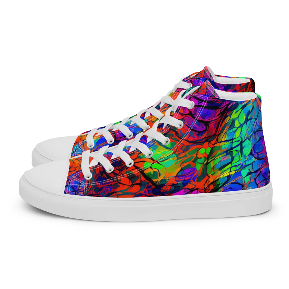 Fluorescent Reverie on Men's High Top Canvas Shoes — Left