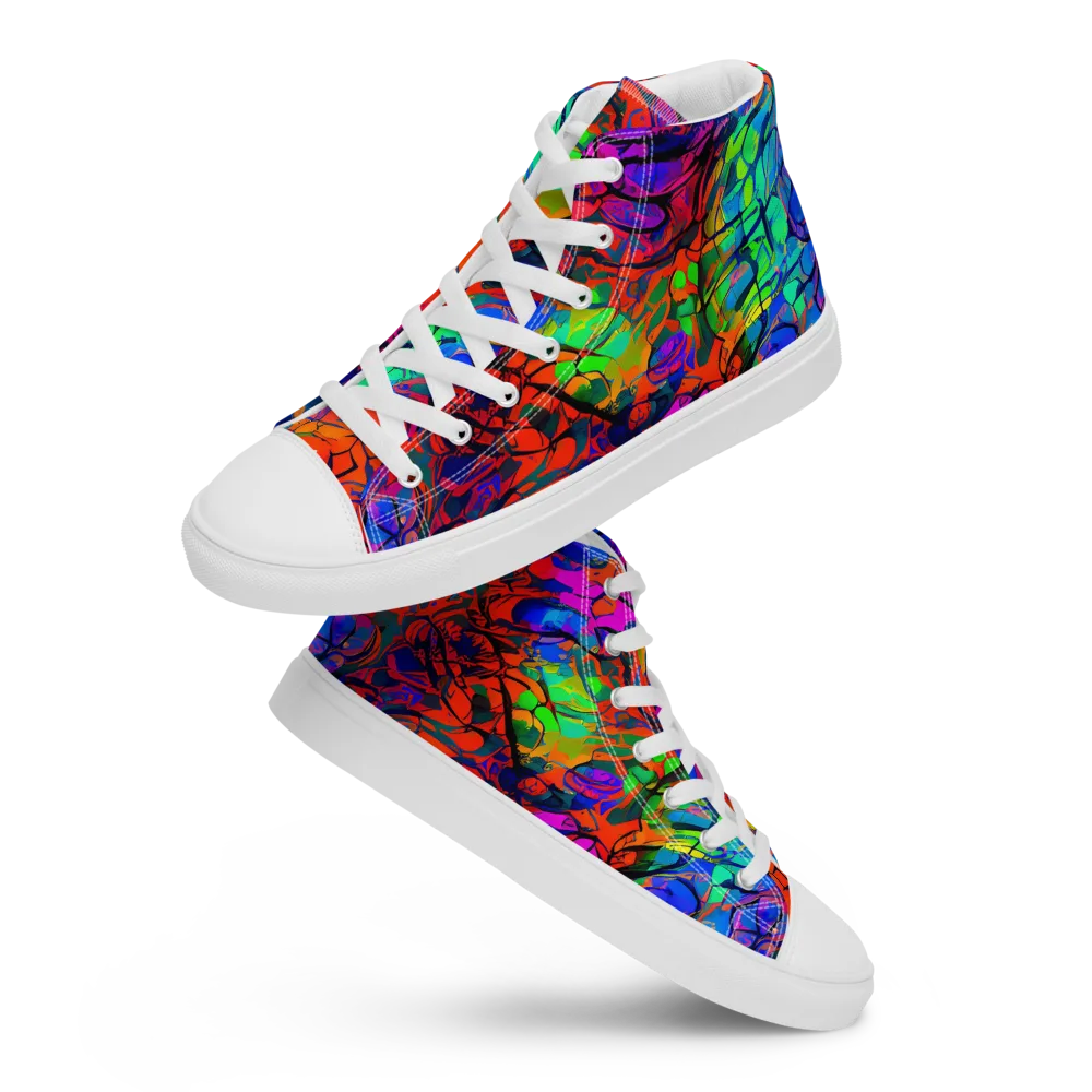 Fluorescent Reverie on Men's High Top Canvas Shoes — Front