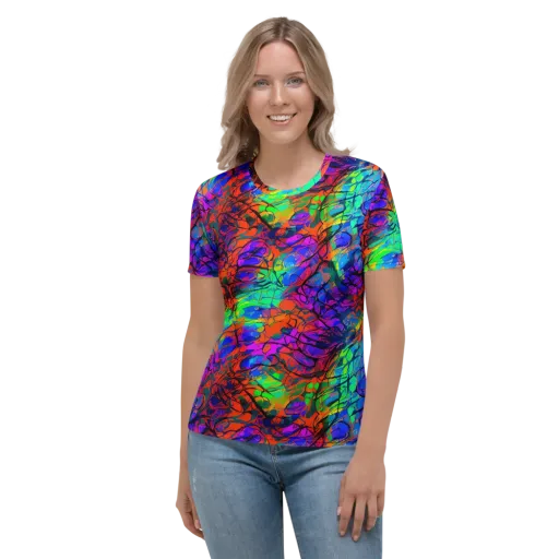 Fluorescent Reverie on a Women's Crew Neck T-Shirt