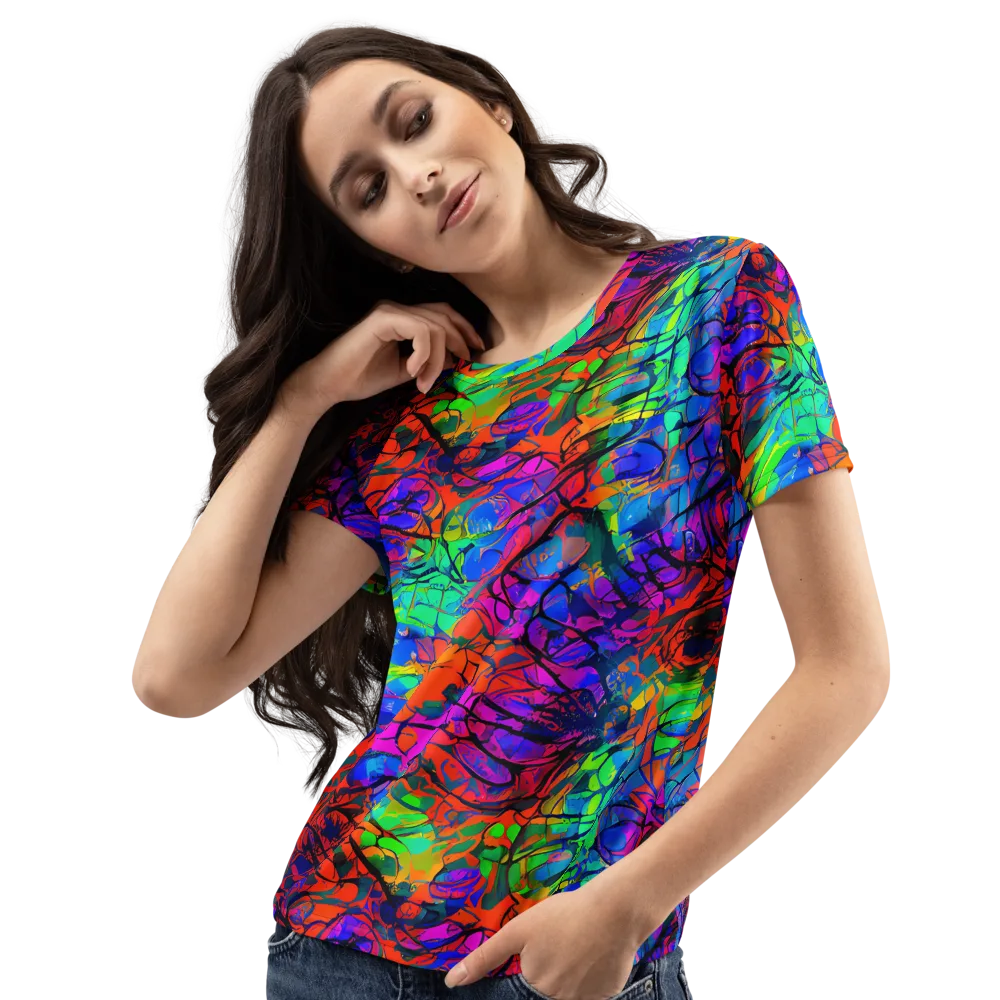 Fluorescent Reverie on Women's Crew Neck T-Shirt — Left Front