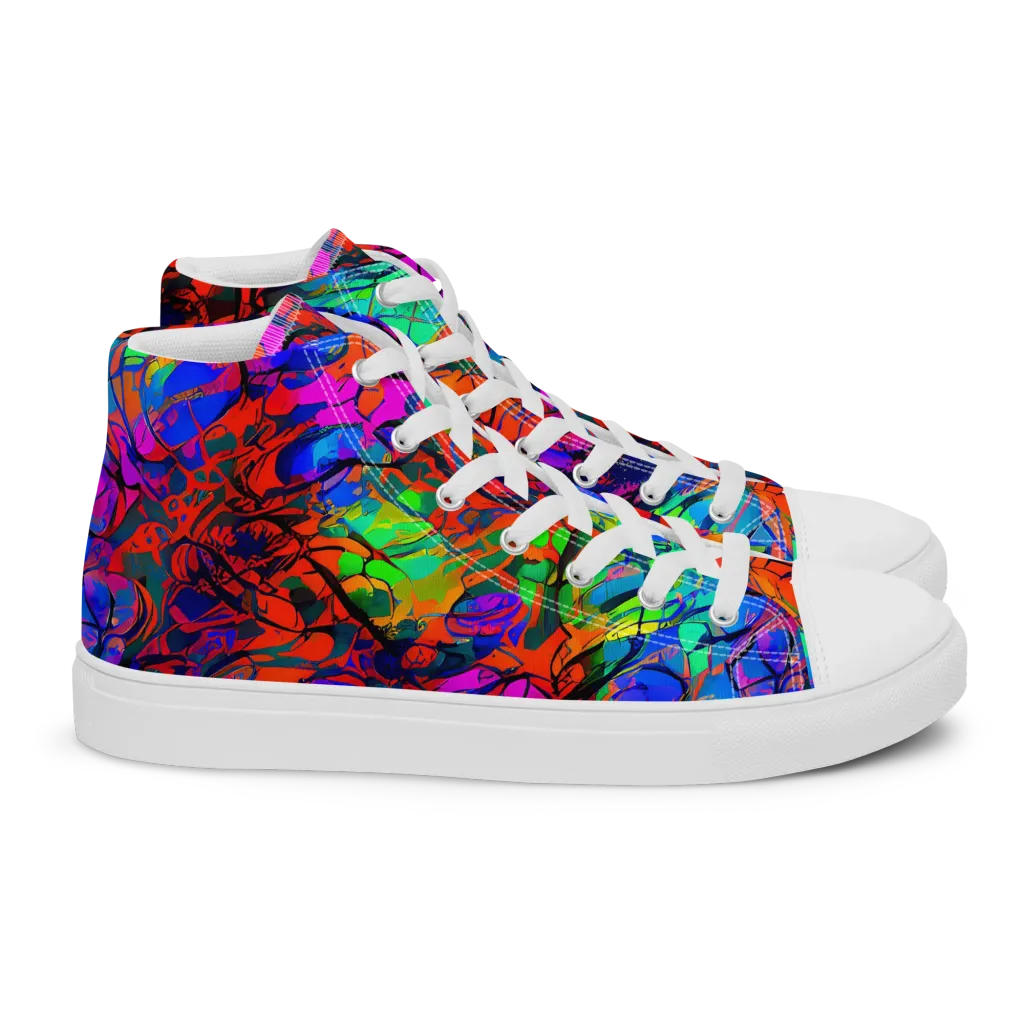 Fluorescent Reverie on Women's High Top Canvas Shoes — Right