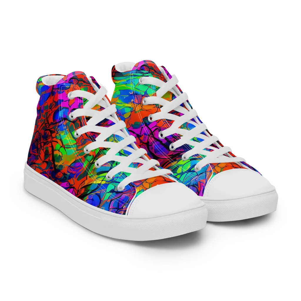Fluorescent Reverie on Women's High Top Canvas Shoes — Right Front
