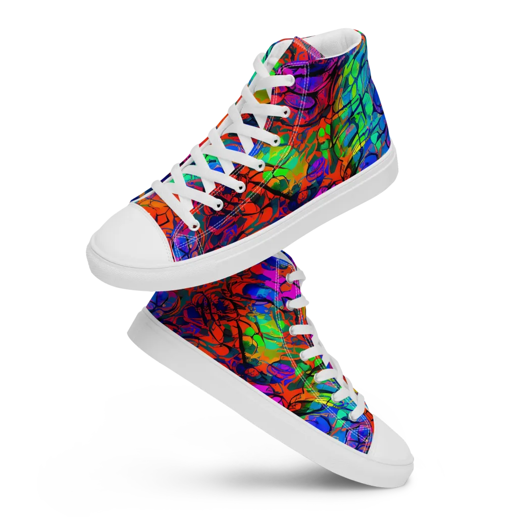 Fluorescent Reverie on Women's High Top Canvas Shoes — Front